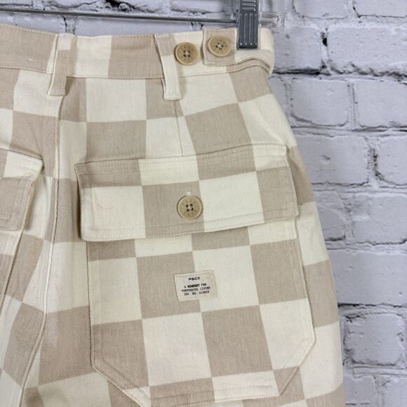 P&Co 304 Service Fatigue Pants Stone Checkerboard Womens Size UK 8/US 4 Short - Picture 10 of 15